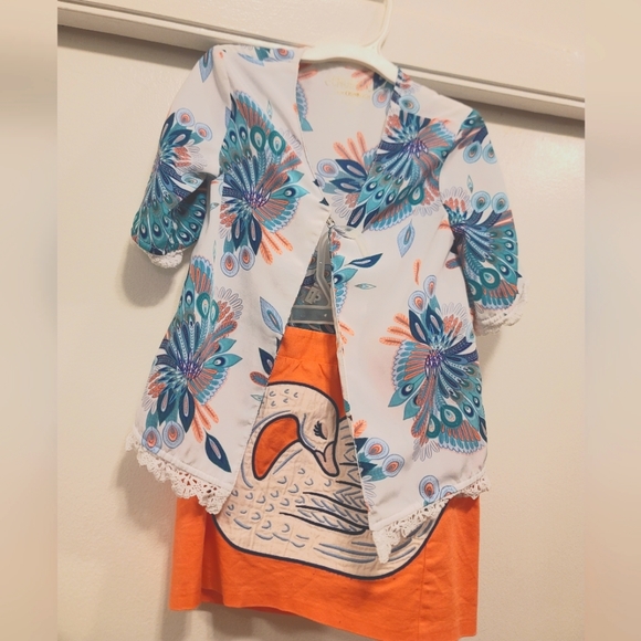 *Oshkosh* 2 piece Girls 4T Peacock set - Picture 1 of 4